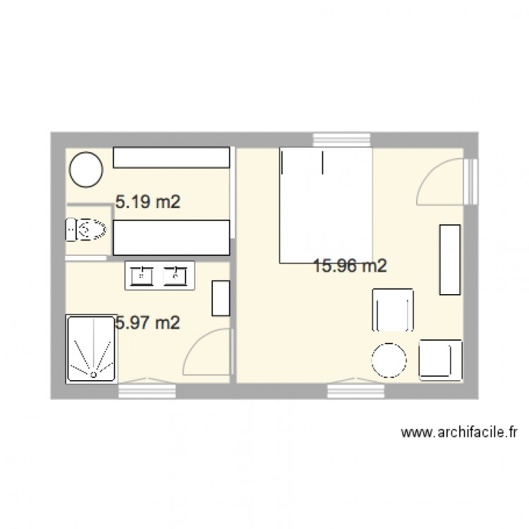 salle de bain 1 Bastide. Plan de 0 pièce et 0 m2