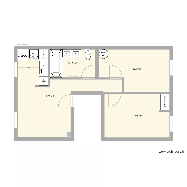 Plan de base. Plan de 4  et 46 m²