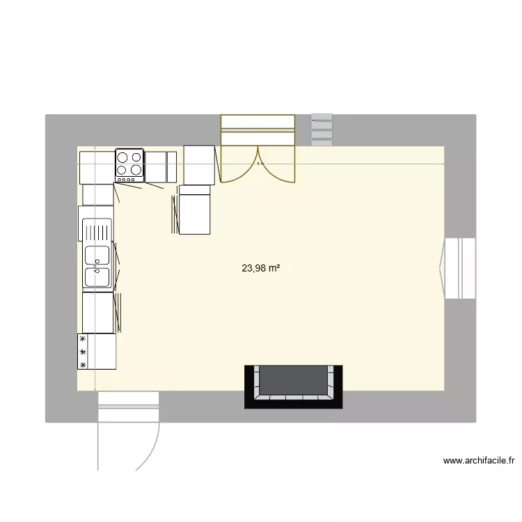 Cuisine plan travail. Plan de 1  et 24 m²