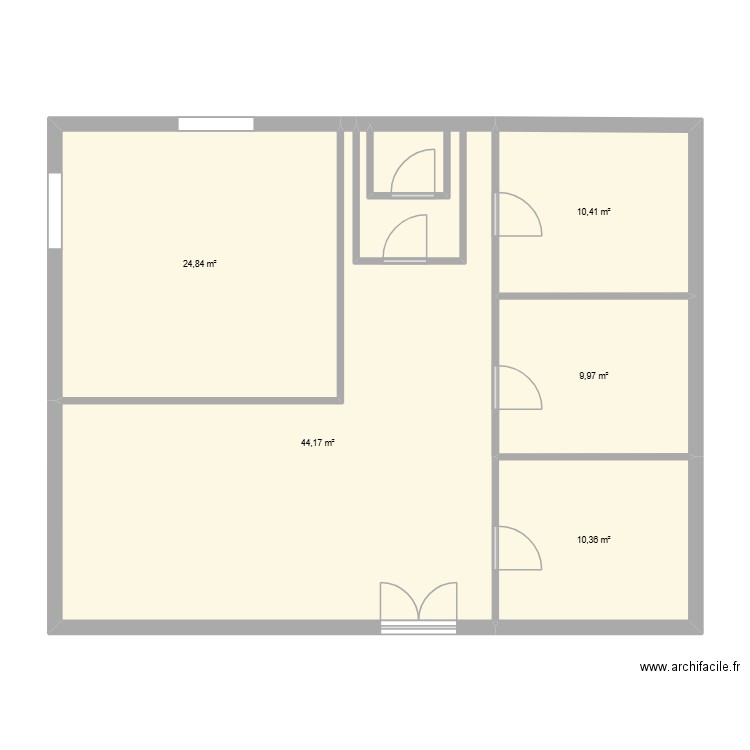 y2s. Plan de 5 pièces et 100 m2