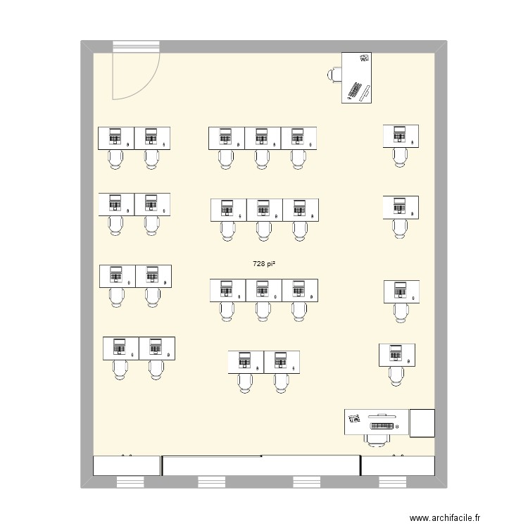 classe de math. Plan de 1 pièce et 68 m2