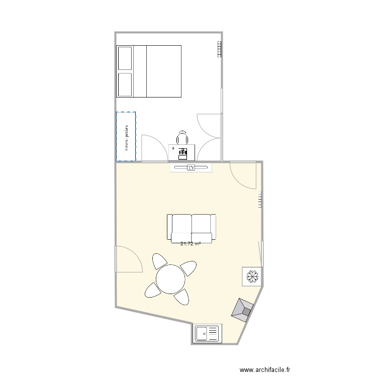 Appartement Voiron. Plan de 1 pièce et 22 m2