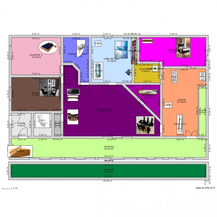 Plan version 1 sans balcons. Plan de 0 pièce et 0 m2