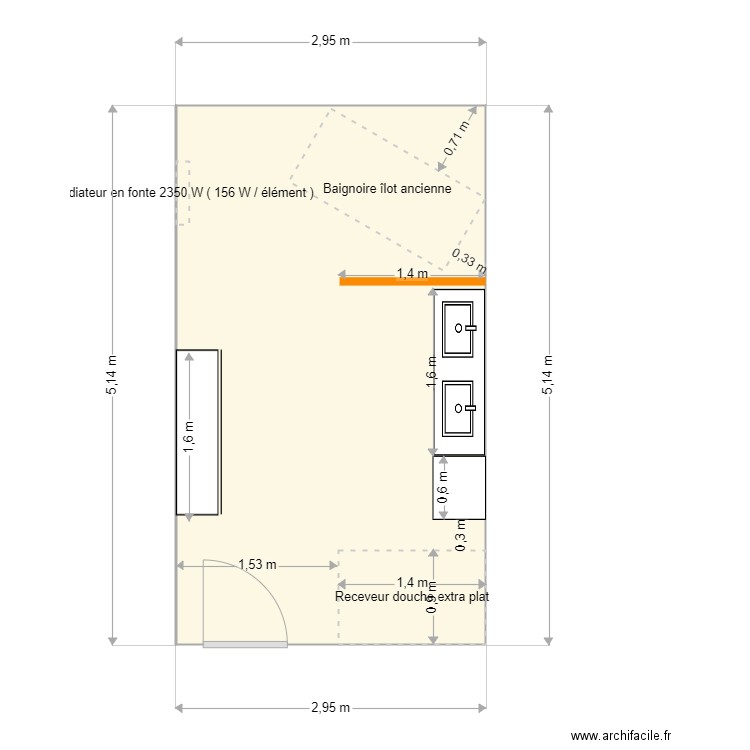 LESAGE. Plan de 1 pièce et 15 m2