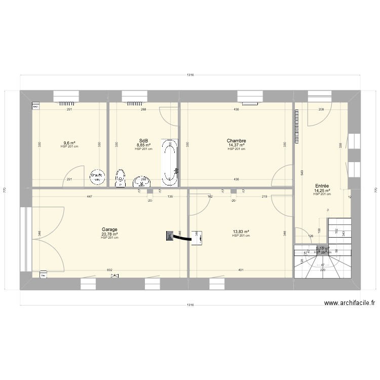RDC existant. Plan de 0 pièce et 0 m2