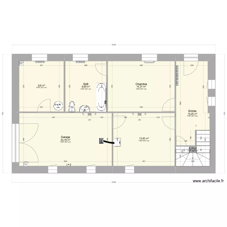 RDC existant. Plan de RDC existant. Plan de