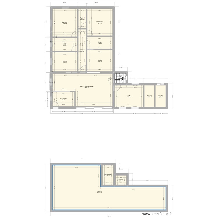 Maison fini 131 m². Plan de 18 pièces et 197 m2