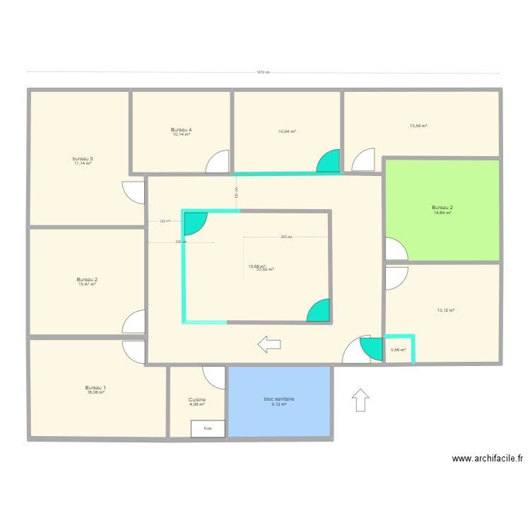 plan bureau démontage. Plan de 13 pièces et 202 m2