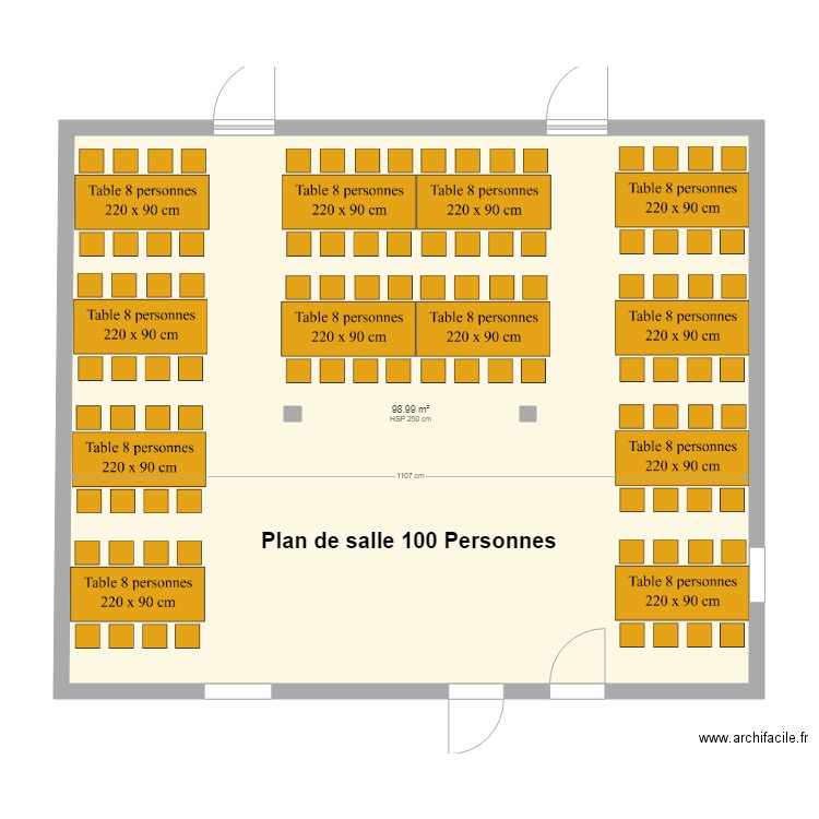 plan salle Essentiel 100 personnes. Plan de 0 pièce et 0 m2