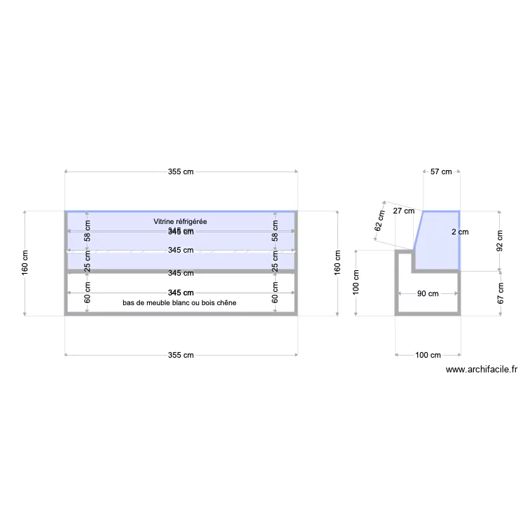 vitrine r&eacute;frig&eacute;r&eacute;e. Plan de 