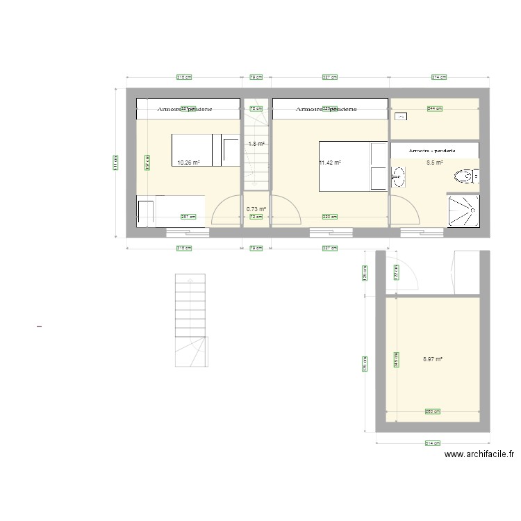 40 m2 étage v2 extension. Plan de 0 pièce et 0 m2