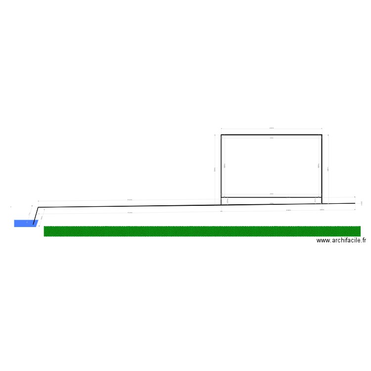 plan en coupe. Plan de 1 pièce et 56 m2