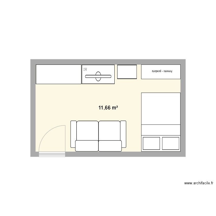 chambre emre. Plan de 1 pièce et 12 m2