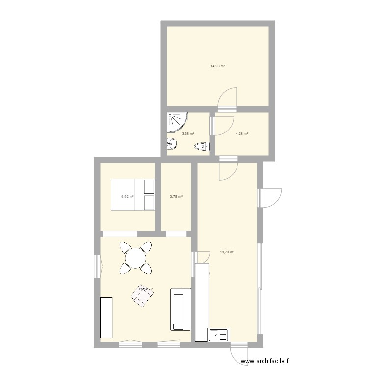 Neuville actuel Plan 7 pièces 71 m2 dessiné par Jack777
