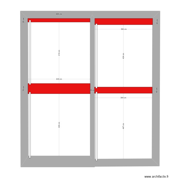 Henriville poutrelle sol RDC réel. Plan de 1 pièce et 40 m2