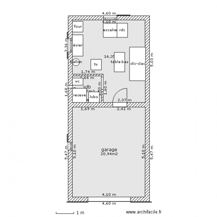 garage semi enterré . Plan de 0 pièce et 0 m2