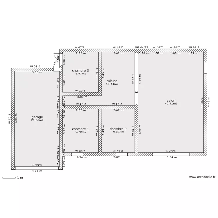 maison droite . Plan de 