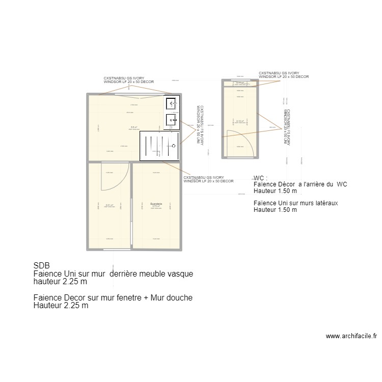 GUIBERT. Plan de 5 pièces et 15 m2