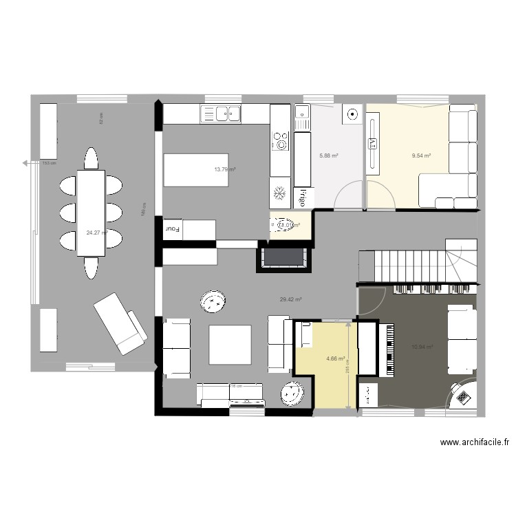 détail pièces de vie essai10. Plan de 0 pièce et 0 m2