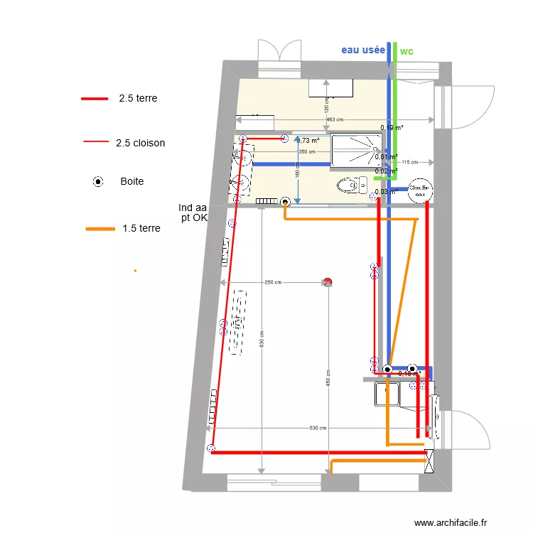 CHAMBRE BAS Electricite. Plan de 