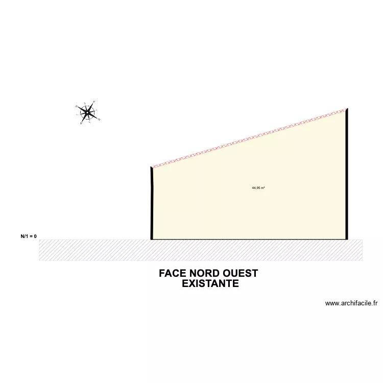Face Nord ouest existante. Plan de Face Nord ouest existante. Plan de
