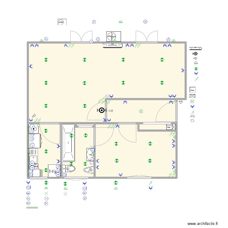 Menton 3 électricité chambre. Plan de 7 pièces et 54 m2