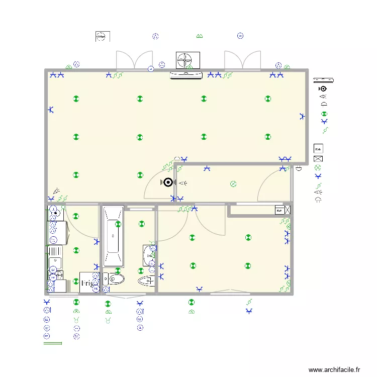 Menton 3 &eacute;lectricit&eacute; chambre. Plan de 