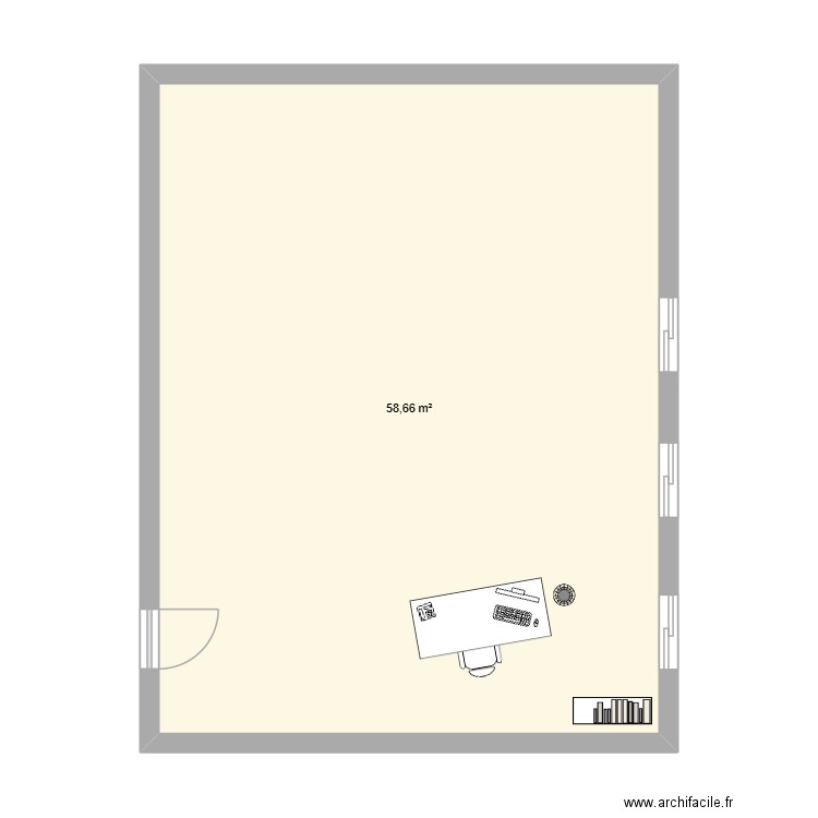 Plan de classe. Plan de 1 pièce et 59 m2