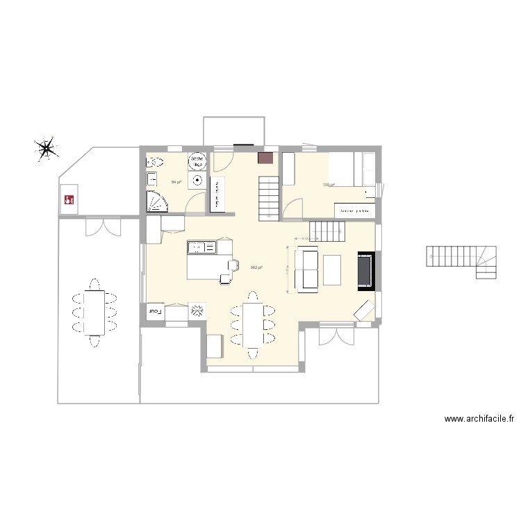 extension escalier centre. Plan de 0 pièce et 0 m2