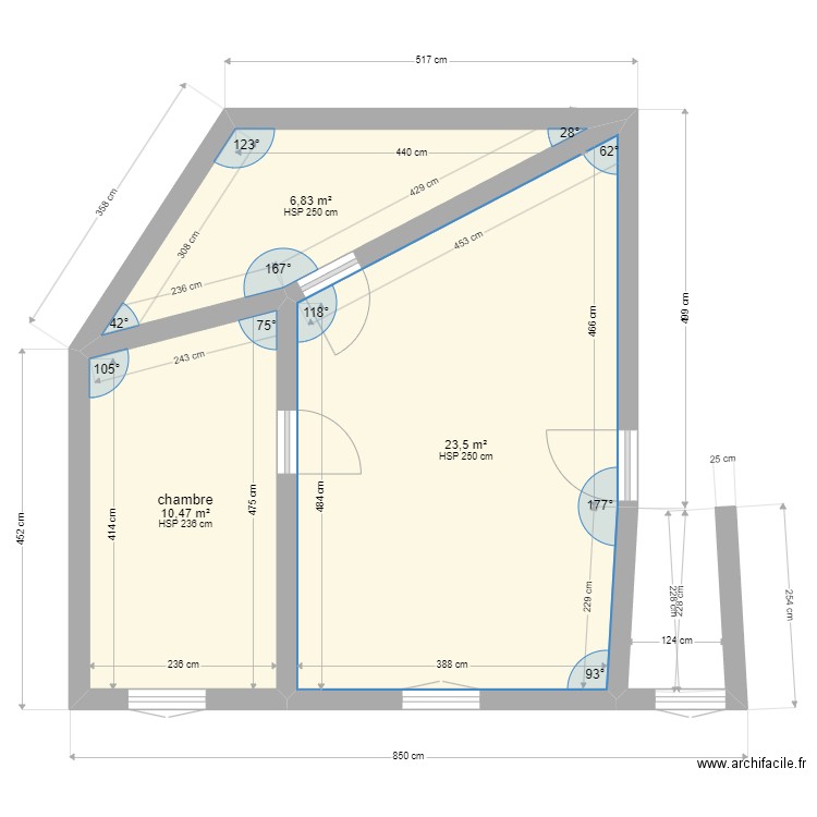 appart 2. Plan de 3 pièces et 41 m2