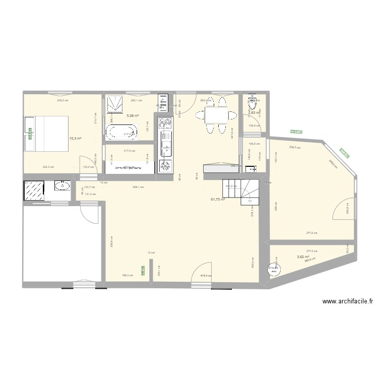 Maison Malvina Tranche 1 Cinqua. Plan de 10 pièces et 137 m2