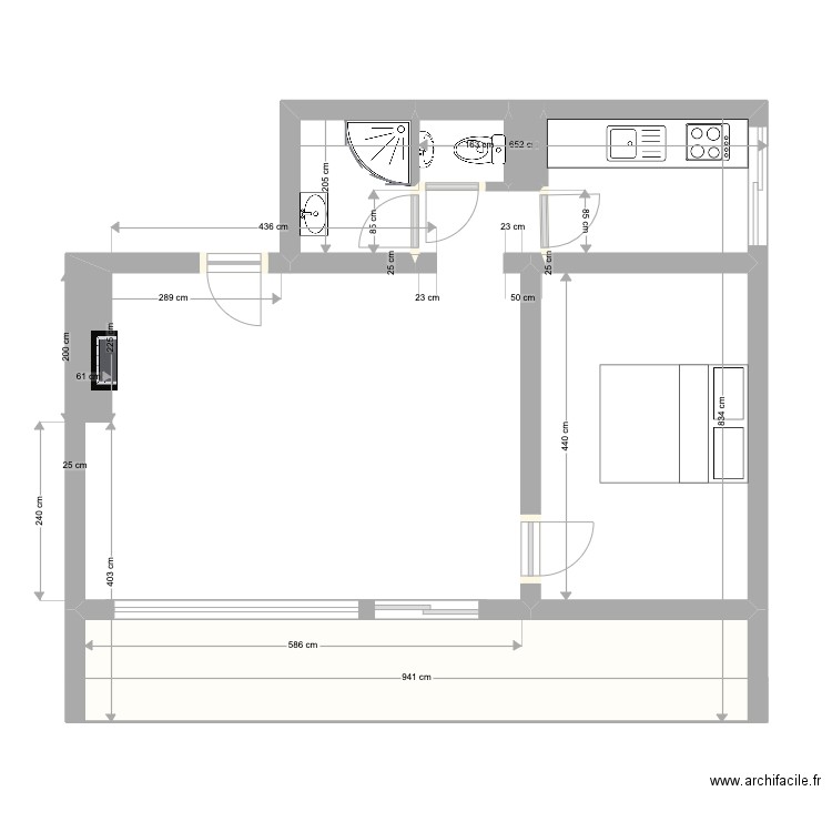 Ap 01 B. Plan de 6 pièces et 33 m2