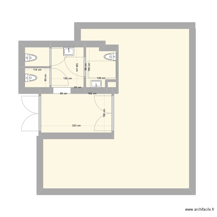 sanitaire herbouilly apres travaux. Plan de 7 pièces et 46 m2