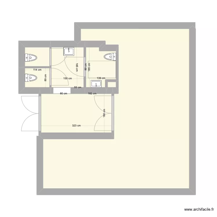 sanitaire herbouilly apres travaux. Plan de 