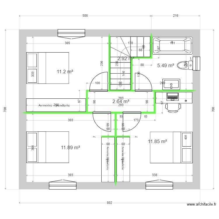 MANIEZ / HIELSCHER ETAGE 3. Plan de 6 pièces et 46 m2