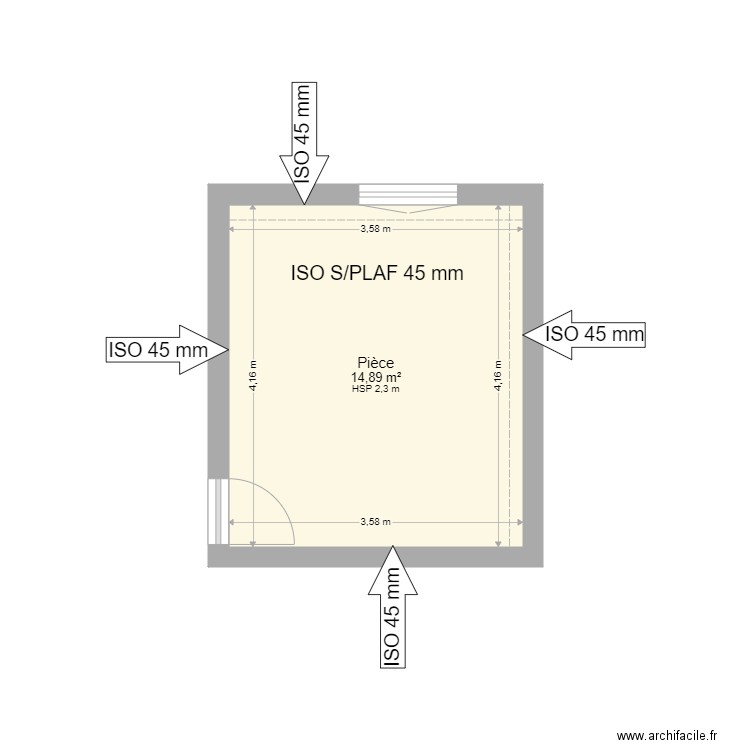 AMEDEE. Plan de 1 pièce et 15 m2