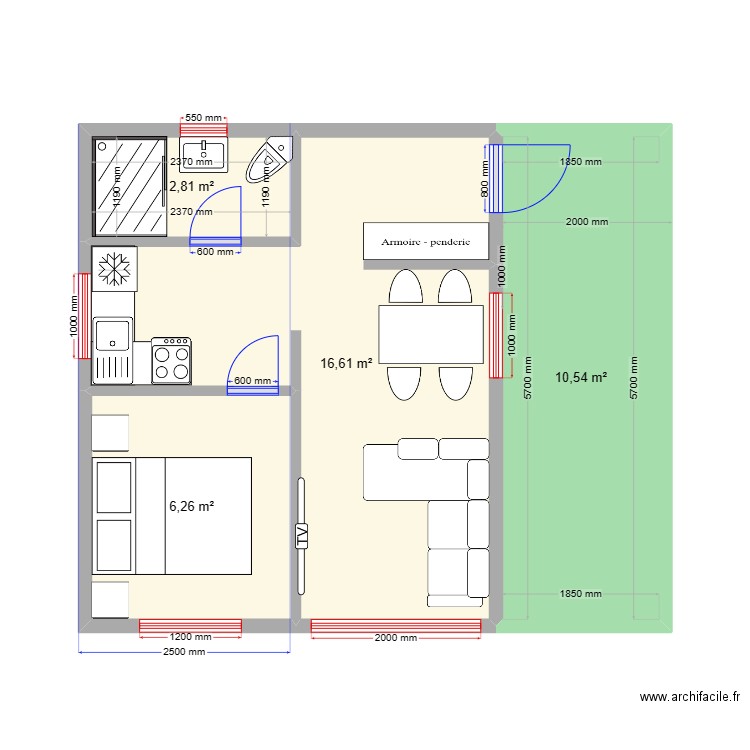 2 выложить на сайт. Plan de 4 pièces et 36 m2