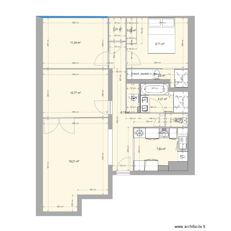 Plan eastman travaux mimimum avec bonnes dimensions. Plan de 0 pièce et 0 m2