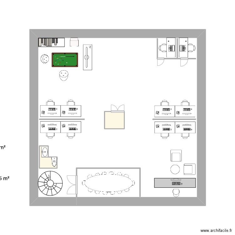 Cabinet Google. Plan de 3 pièces et 23 m2