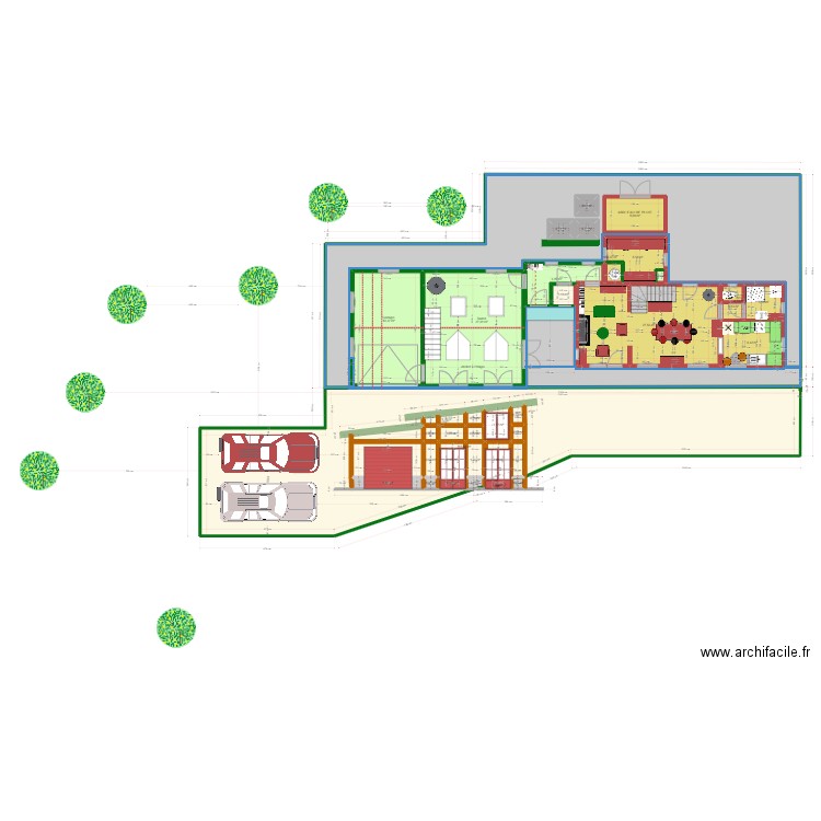 PLAN GARAGE AVEC SALON RDC ET ATELIER ETAGE. Plan de 0 pièce et 0 m2