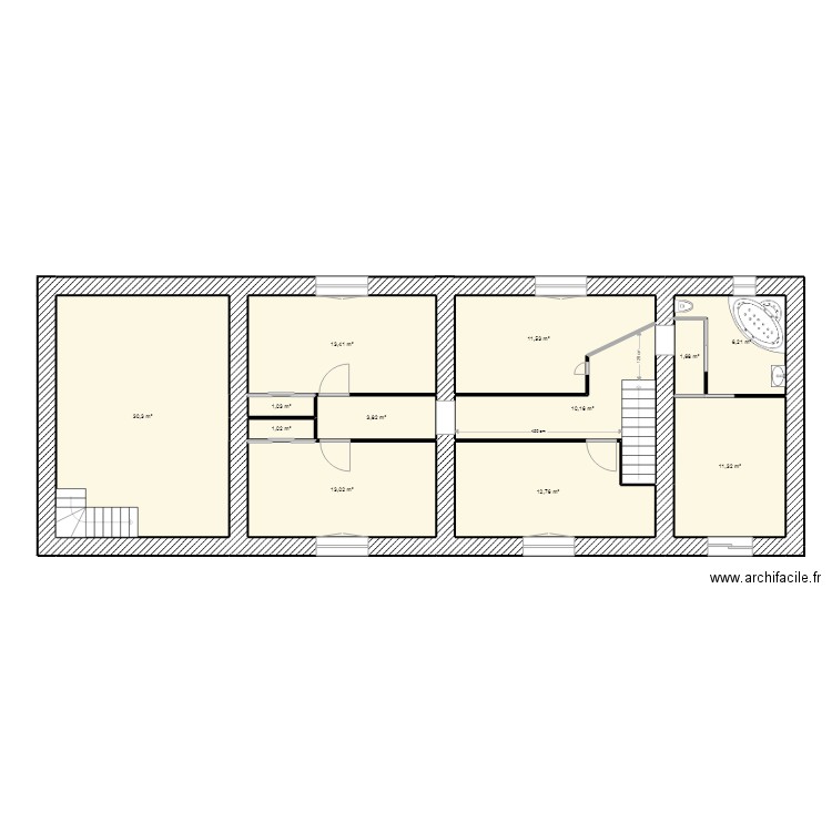CADOLE 1er etage. Plan de 12 pièces et 116 m2