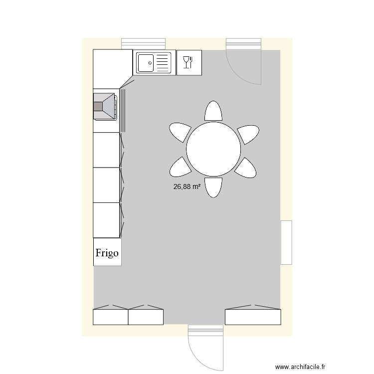 cuisine Hugerie 1. Plan de 1 pièce et 27 m2