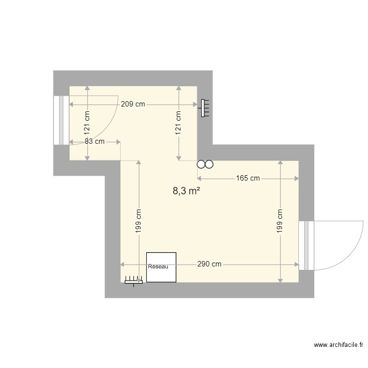 Rangements Noerdange. Plan de 1 pièce et 8 m2