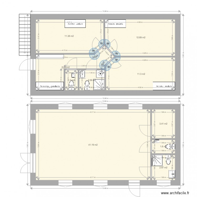 Atelier V2. Plan de 10 pièces et 97 m2