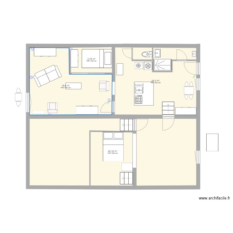 sejour. Plan de 4 pièces et 98 m2