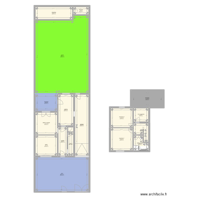 RDC EV. Plan de 18 pièces et 307 m2