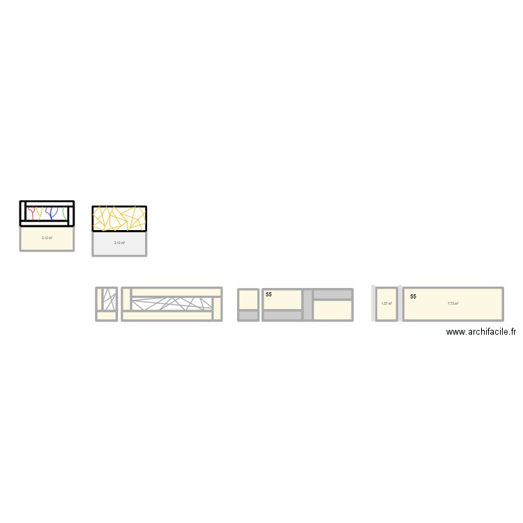 Entrée. Plan de 25 pièces et 38 m2