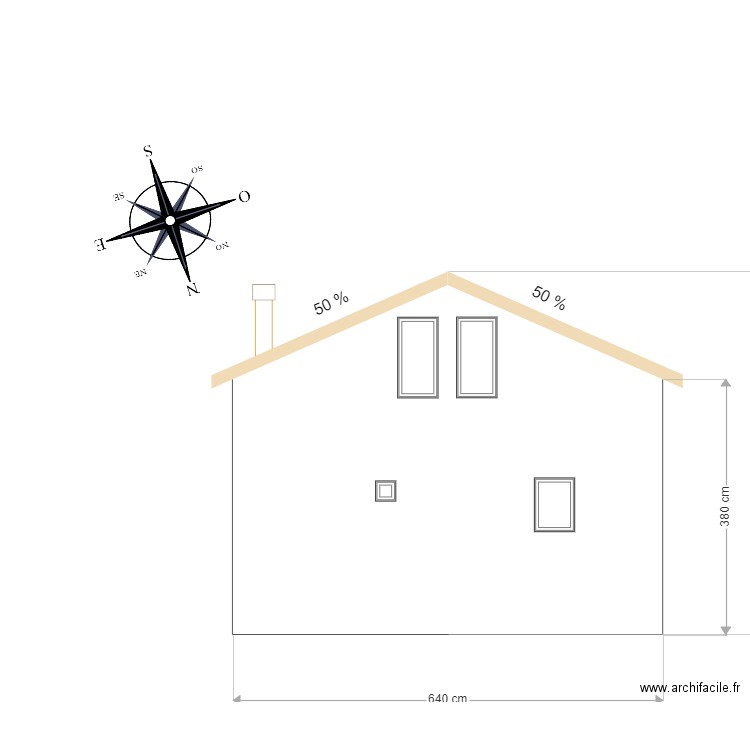 façade nord. Plan de 0 pièce et 0 m2