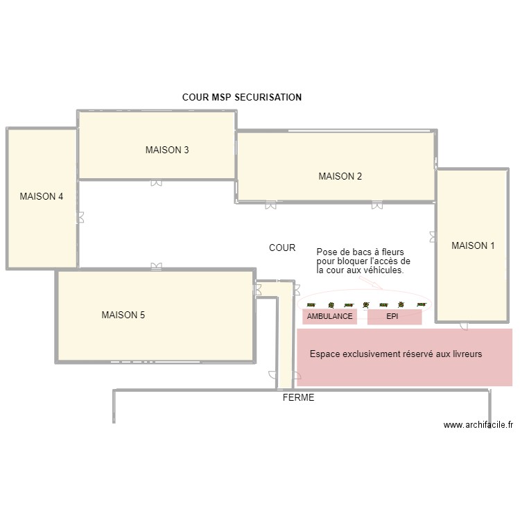 COUR MSP :  SECURISATION. Plan de 6 pièces et 1181 m2