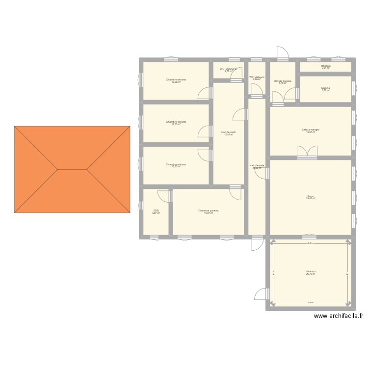 Plan Tshilanda1. Plan de 15 pièces et 182 m2